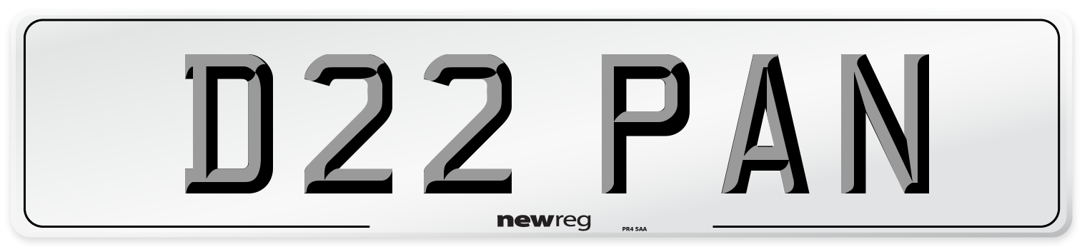 D22 PAN Number Plate from New Reg